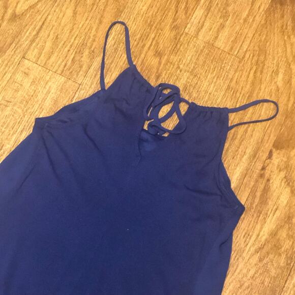 Express Blue Purple Pleated Spaghetti Strap Tie Tank Top Size XS - Picture 5 of 8
